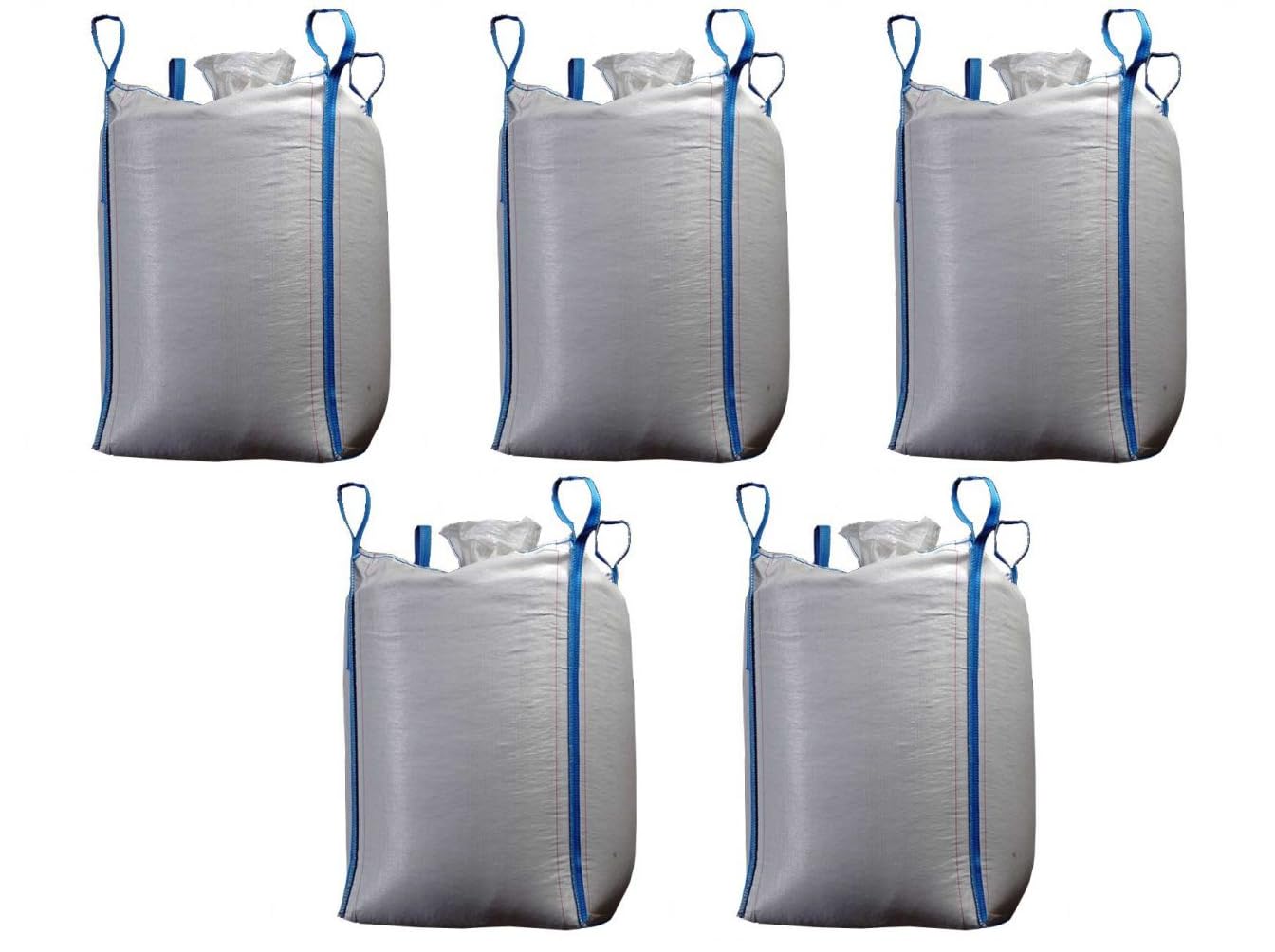 5 Sacchi Big Bag Omologati R, 1500 kg 90x90x140 cm, Sacco Polipropilene per Trasporto e Smaltimento Rifiuti Speciali e Calcinacci, Chiusura a Caramella (Rifiuti speciali R, 5 sacchi)