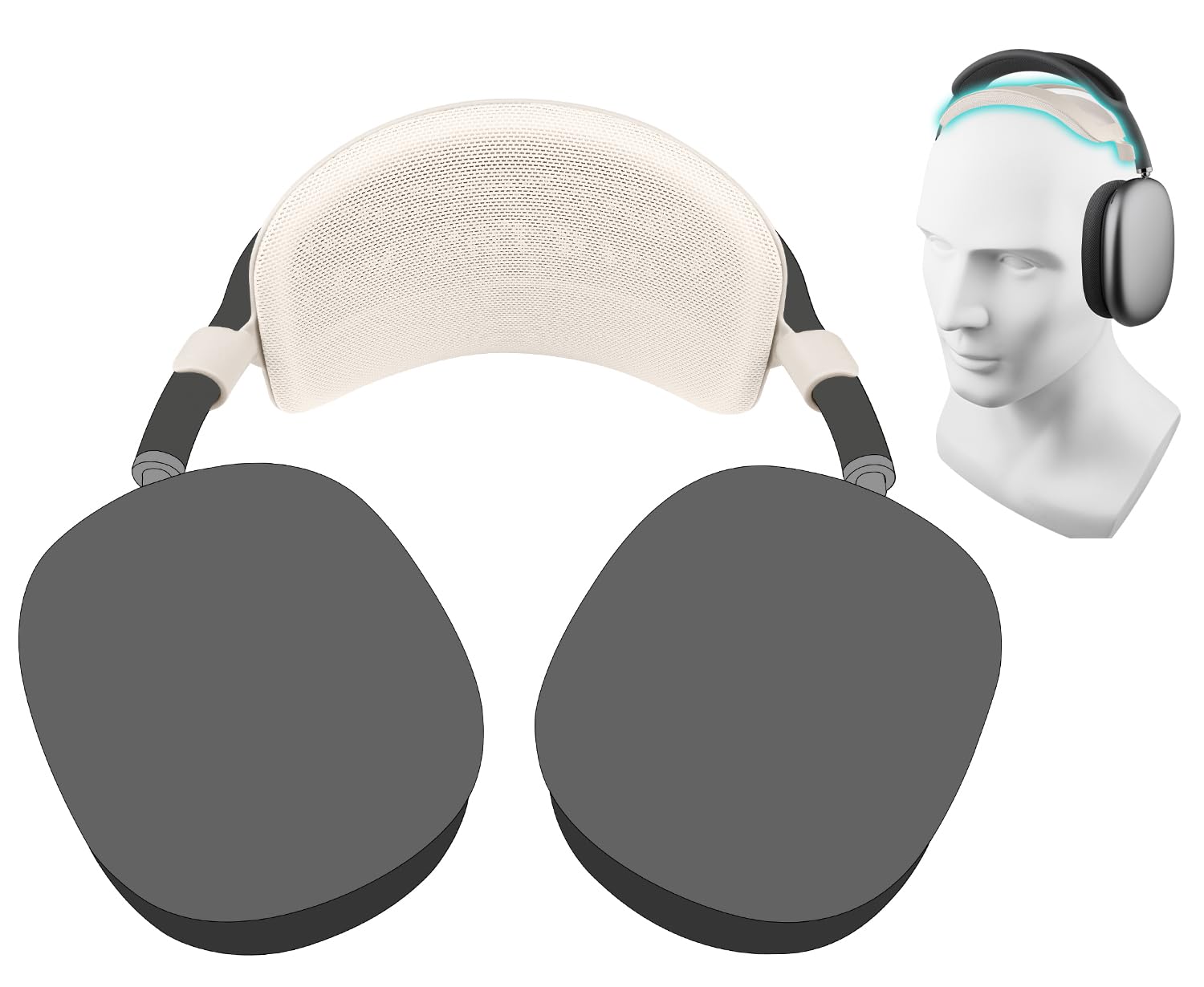SOULWIT Headband Pressure Relief Pad for AirPods Max, Improved Ergonomic and Lightweight Headstrap Cover Protector - Starlight(2.0 Gen)-image-6