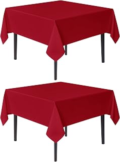 sancua Christmas Red Square Tablecloths 54x54 Inch Table Cloth, 2 Pack