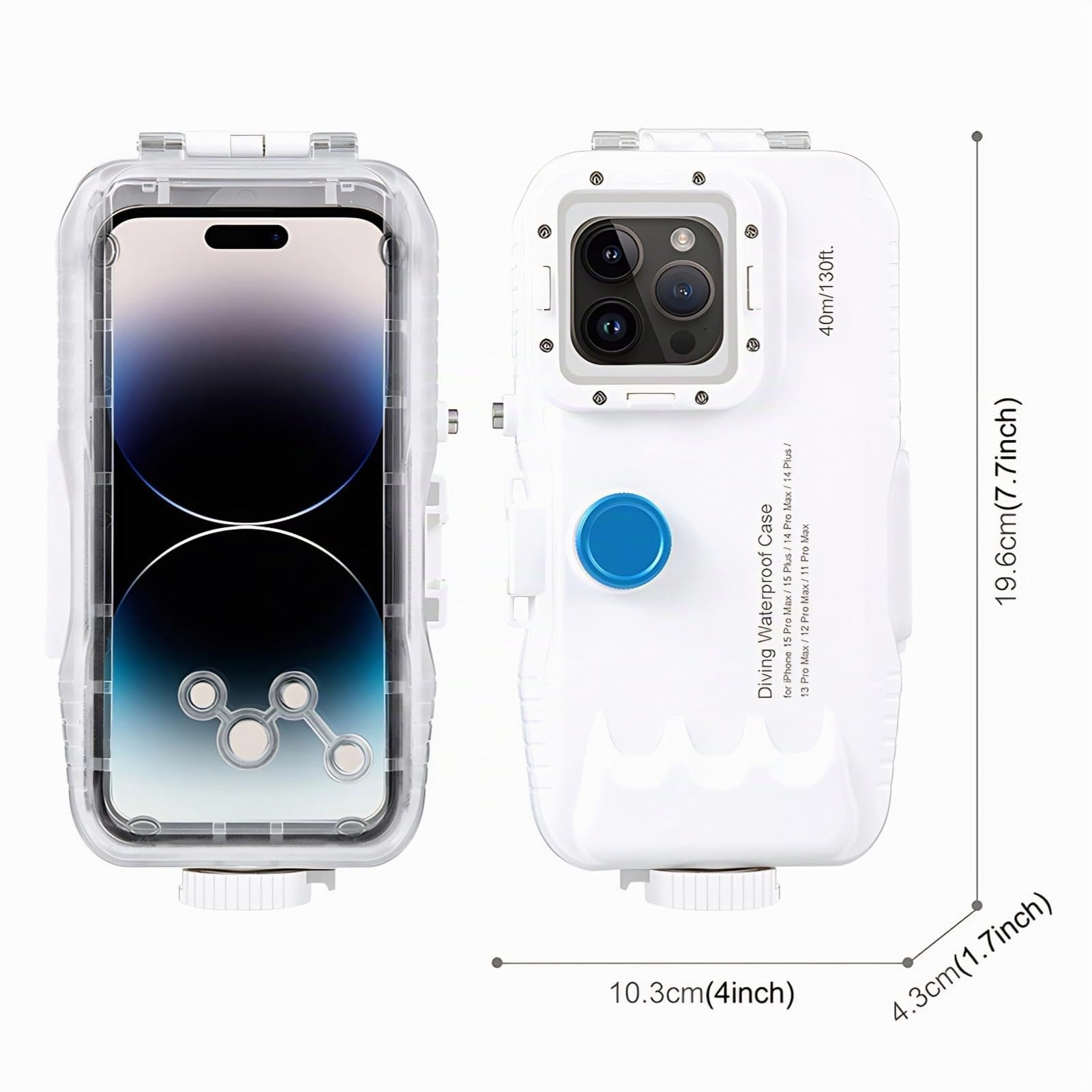 Funda para Teléfono de Buceo Subacuático, Funda Impermeable para Teléfono de 130 Pies para Buceo y Esnórquel, Carcasas Submarinas Profesionales para 14 14Pro 13 13Pro 12