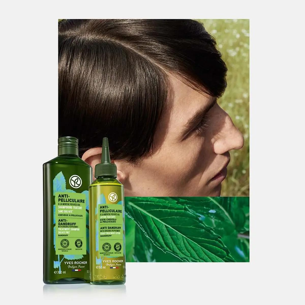 Yves Rocher Anti-Dandruff with Organic Peppermint Treatment Shampoo Sulfate Free - 300 ml. / 10.1 Fl.Oz