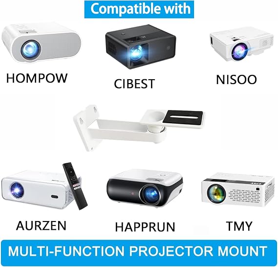 2-Be-Best Mini Projector Wall Mount Upgraded Angle Adjustable Projector Mount Length 7.9 in Rotation 360 Projectors Mounts Compatible with Most Mini Projectors