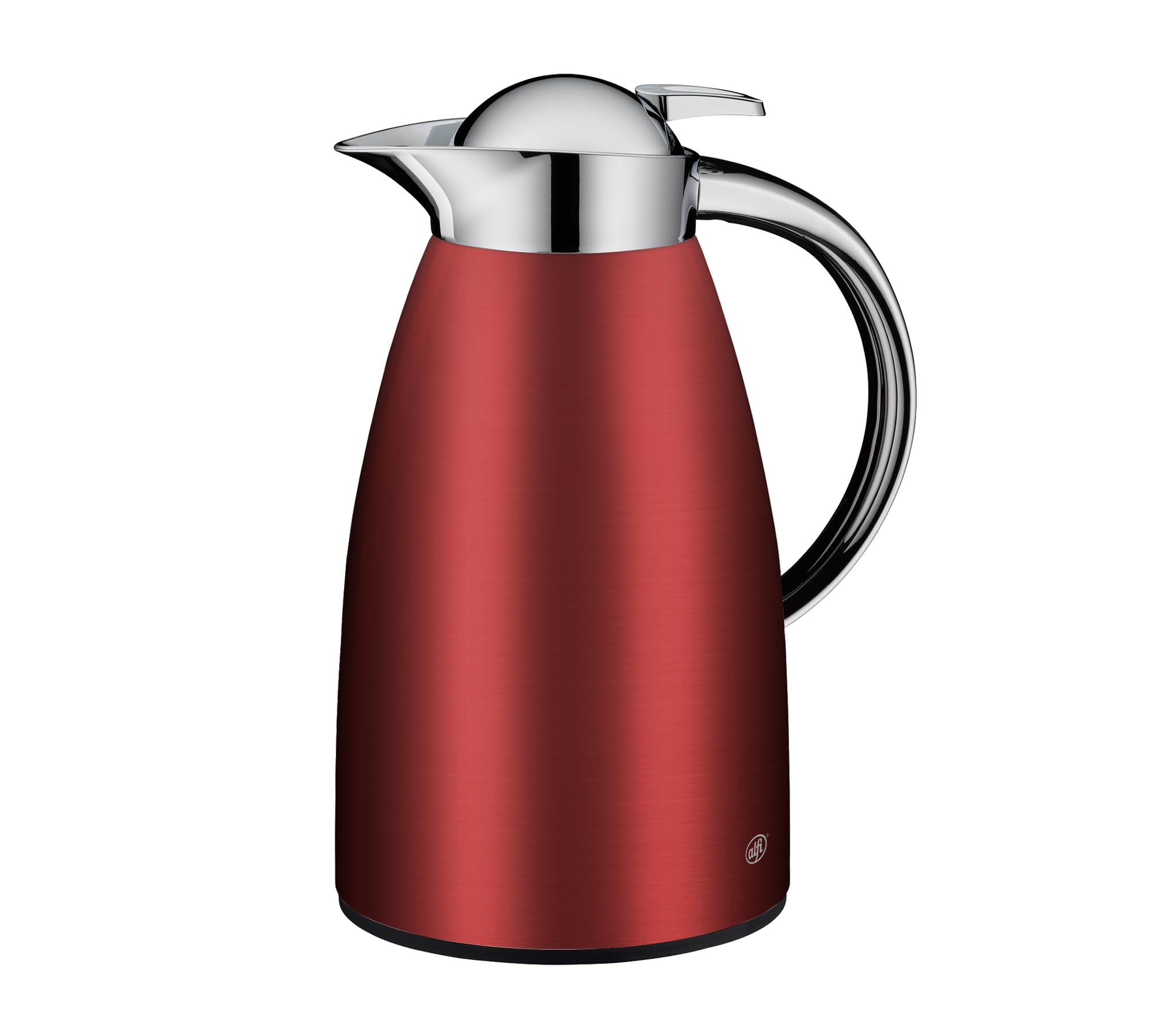 alfi SIGNO - Caraffa termica in acciaio INOX con inserto igienico in vetro temperato, chiusura a vite con comodo pulsante, impugnatura ergonomica, con una sola mano, ideale come caffettiera da caffè,