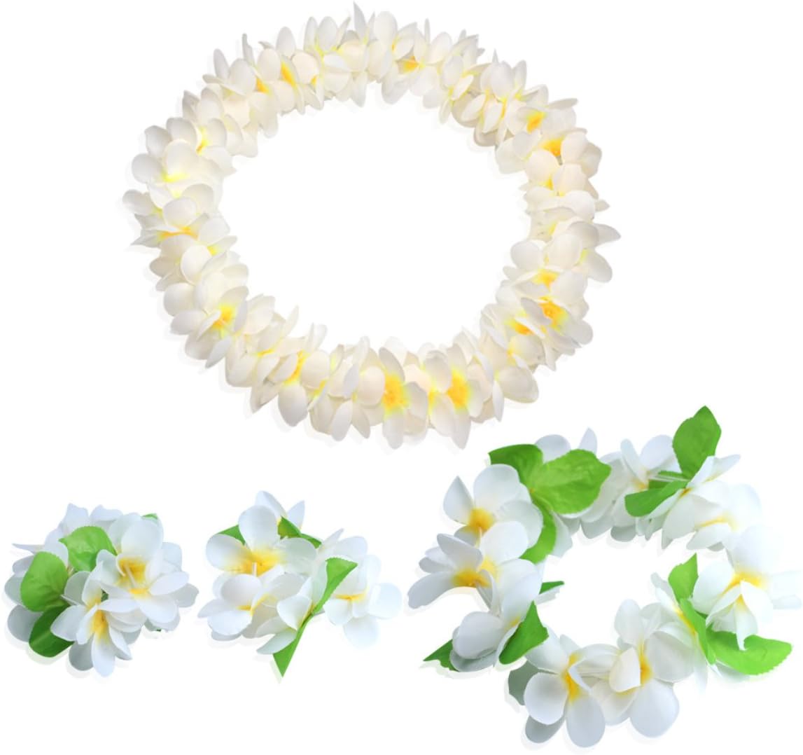 CISMARKHawaiian Flower Leis Jumbo Necklace Bracelets Headband Set - - One size