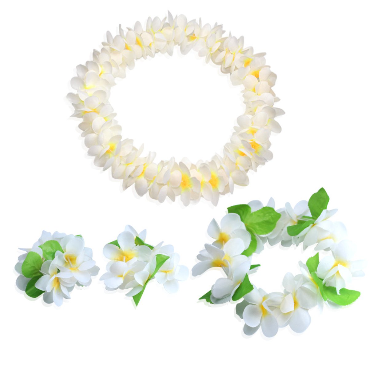 CISMARKHawaiian Flower Leis Jumbo Necklace Bracelets Headband Set - - One size