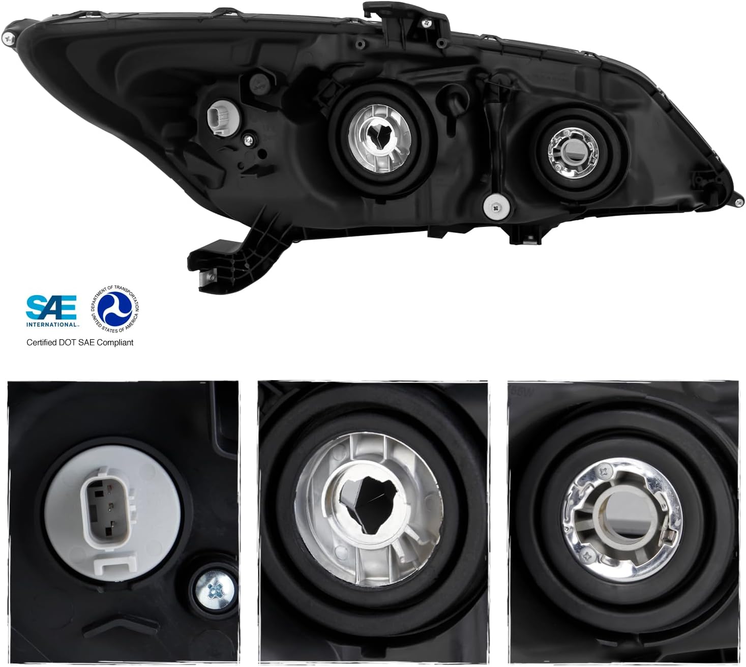 AKKON - Fit 2014-2015 Honda Civic Coupe 14-15 OE Style Halogen Type Headlight Headlamp Black Driver Left Side