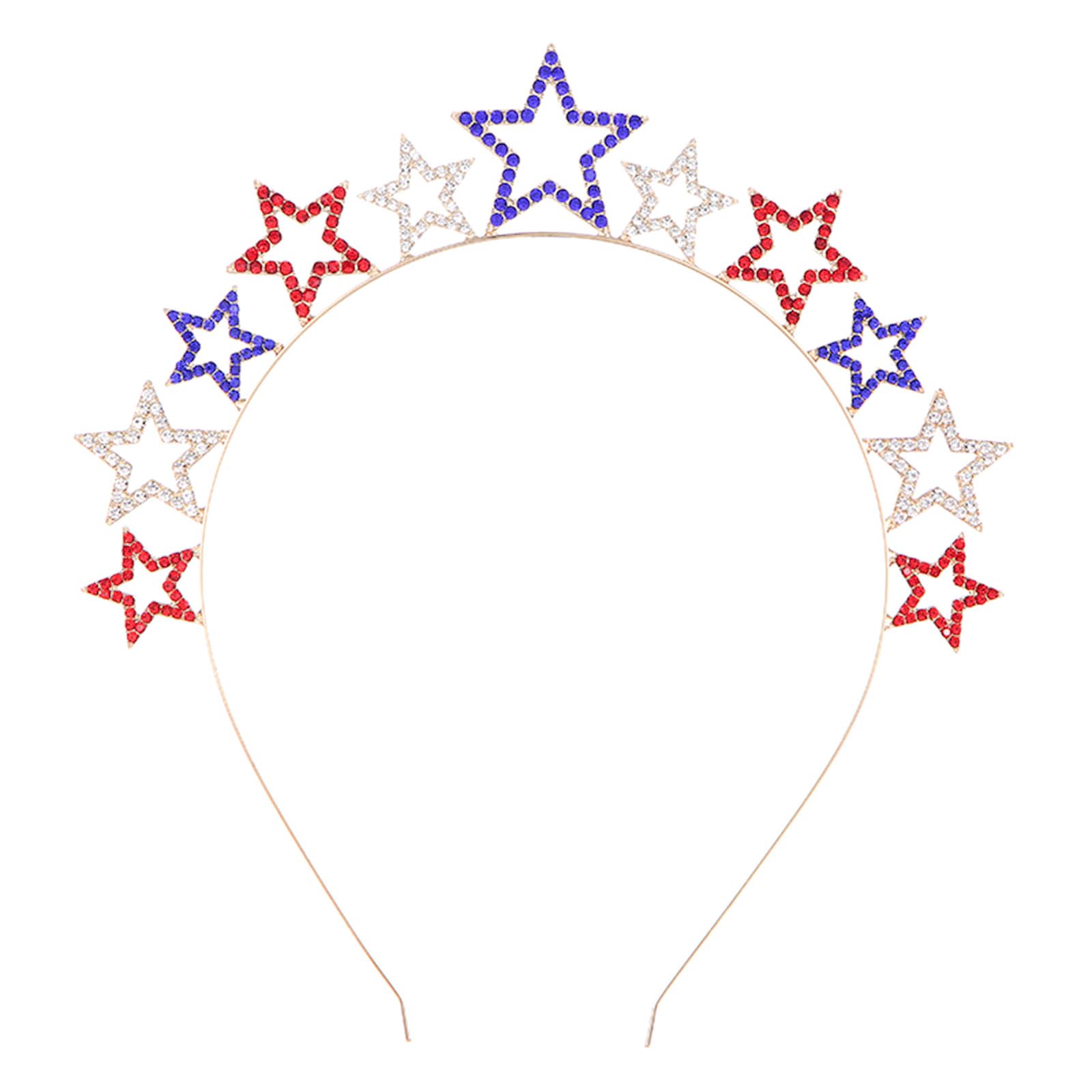 Corabsar 4th of July Headband - Rhinestone Star Patriotic Headband - Red White and Blue Star Headbands for 4th of July Accessories for Women - Fourth