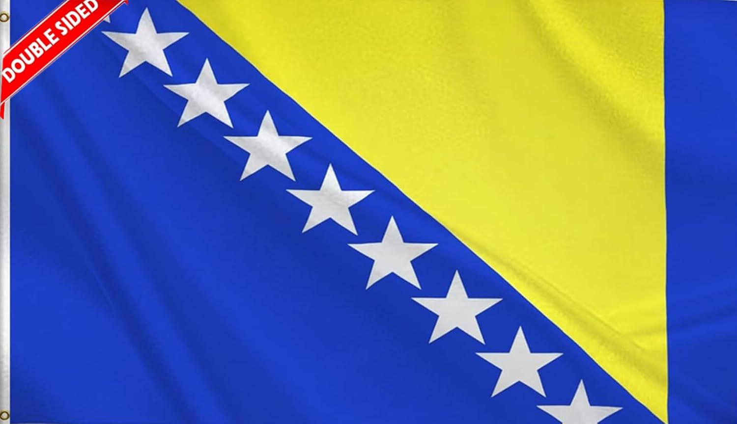 Double Sided 3 Ply Bosnia and Herzegovina Boat Flag 12x18Inch,Heavy Duty 220D Nylon,Vivid Colors,Bosnia-Herzegovina Nautical Flags with 2 Brass Grommets for Boat ATV Bike Truck Motorcycle. (Bosnia Herzegovina)