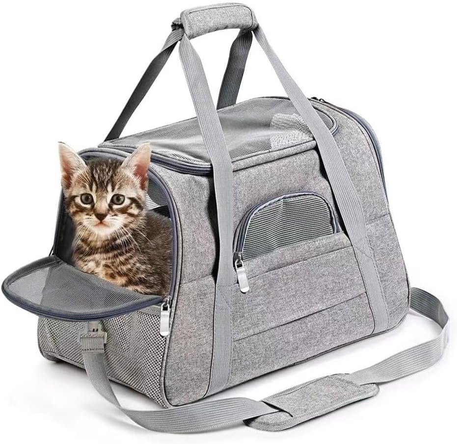 Cat Dog Carrier, Pet Travel Carrier for Small Dogs, Cat Carrying Case Collapsible Dog Carrier, Foldable Soft Sided Animal Carriers Puppy Carry (Black)