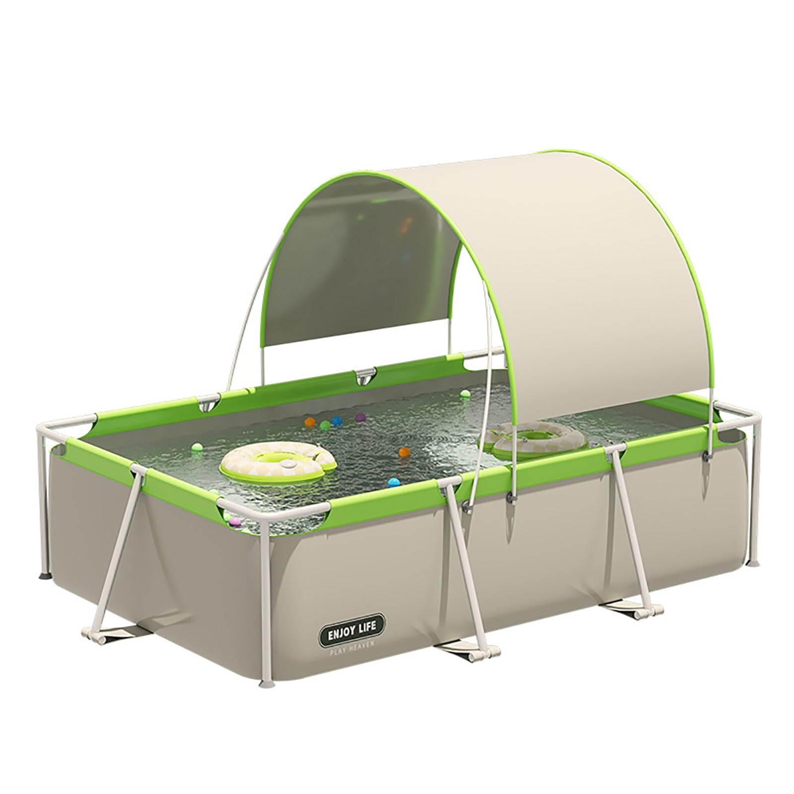 Piscina；Piscina Grande for Adultos al Aire Libre con toldo sombrilla casa Cuadrada Piscina de Juegos no Hinchable Piscina Plegable(Size:4.5m)