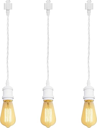 Miniatura 24 de Kiven Colgantes de iluminación de riel tipo H, luces colgantes industriales de pista H con cuerda de tejido negro de 7 pulgadas de longitud, paquete