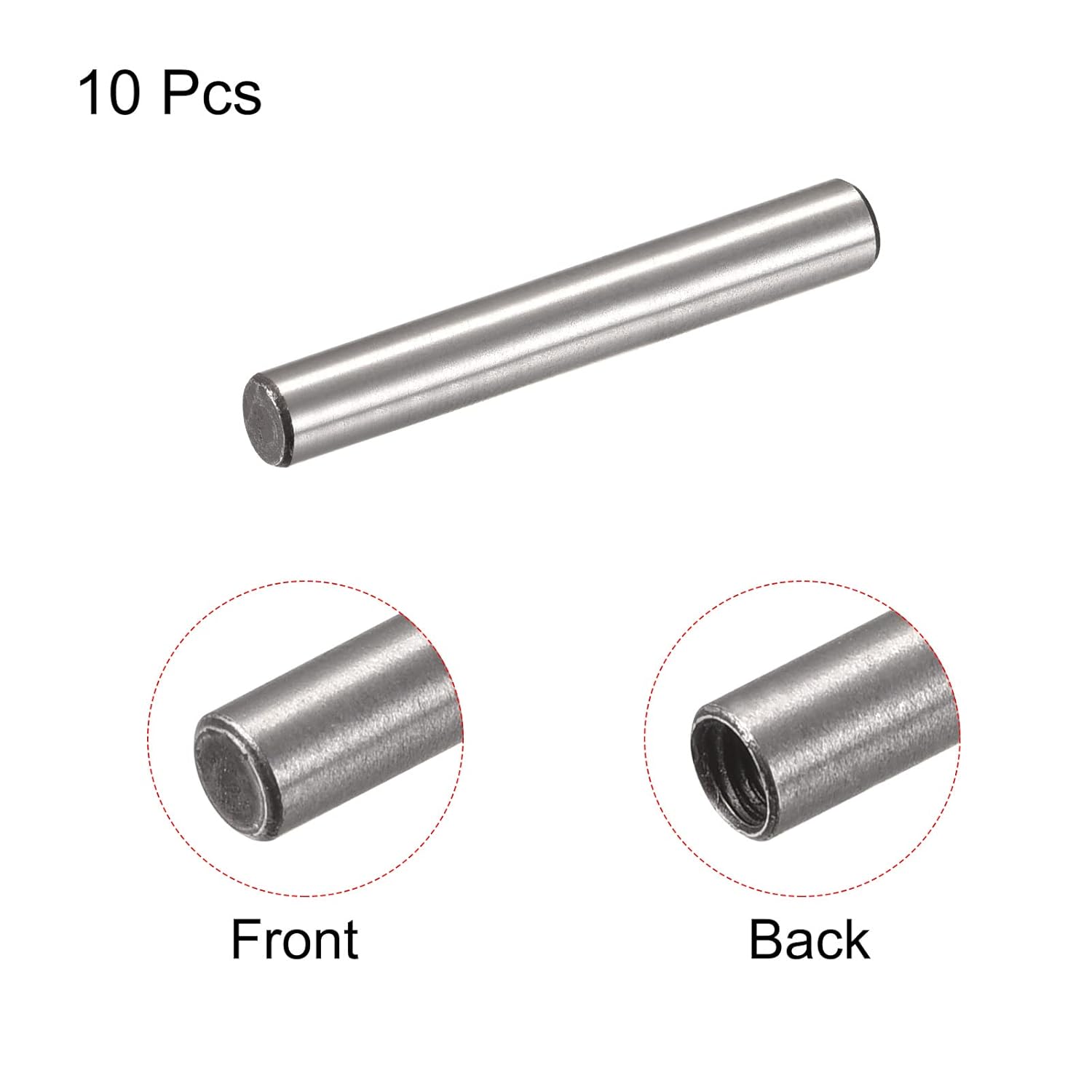 uxcell M3 Internal Thread Dowel Pin 10pcs 5x50mm Chamfering Flat Carbon Steel Cylindrical Pin Bed Bookshelf Metal Devices Industrial Pins