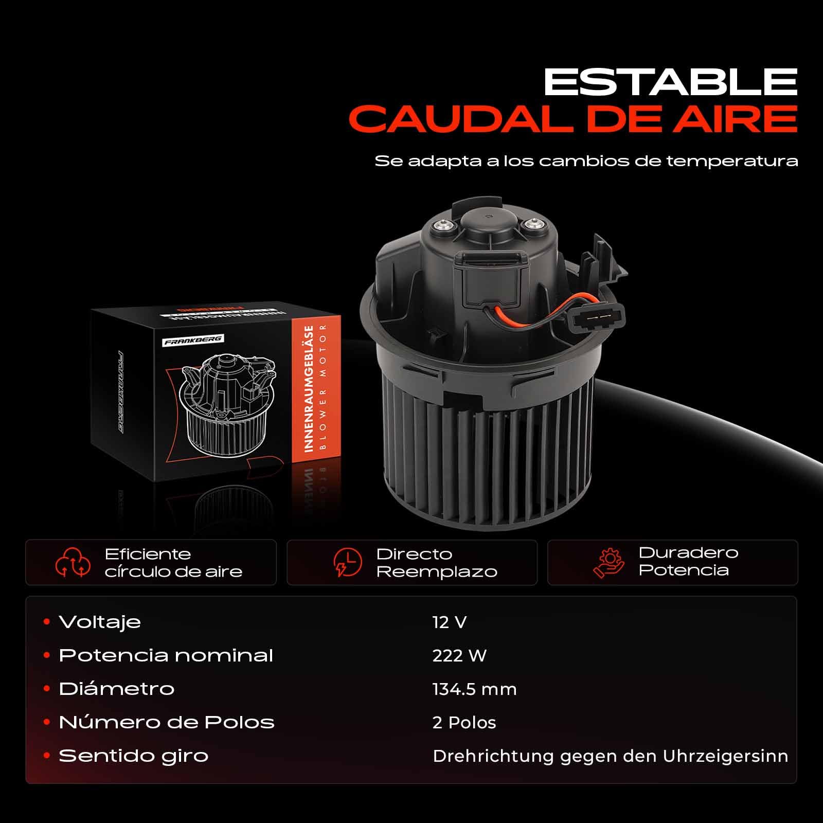 Frankberg Ventilador de calefacción motor del ventilador