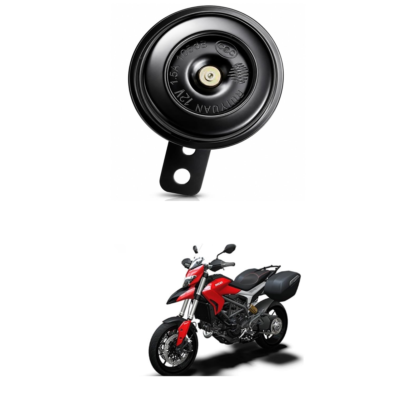 Universal 12V Single Disc Horn | 105dB Super Loud Electric Horn | Waterproof Metal Body | Universal Fit for Cars, Bikes, Scooters & SUVs | Black Comfortable With Hyper-Stra-da-image-30