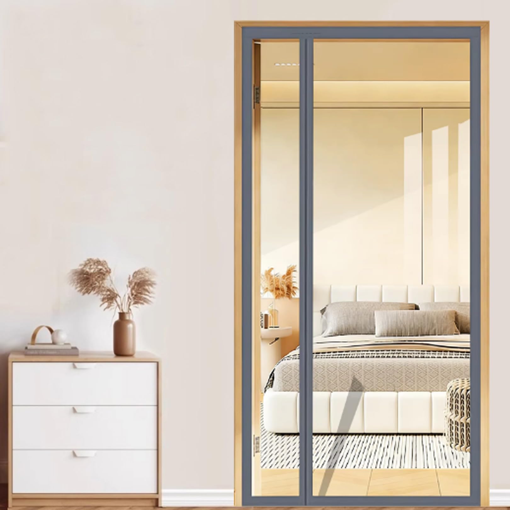 Isolant anti froid porte entrée rideau thermique transparent 160x210