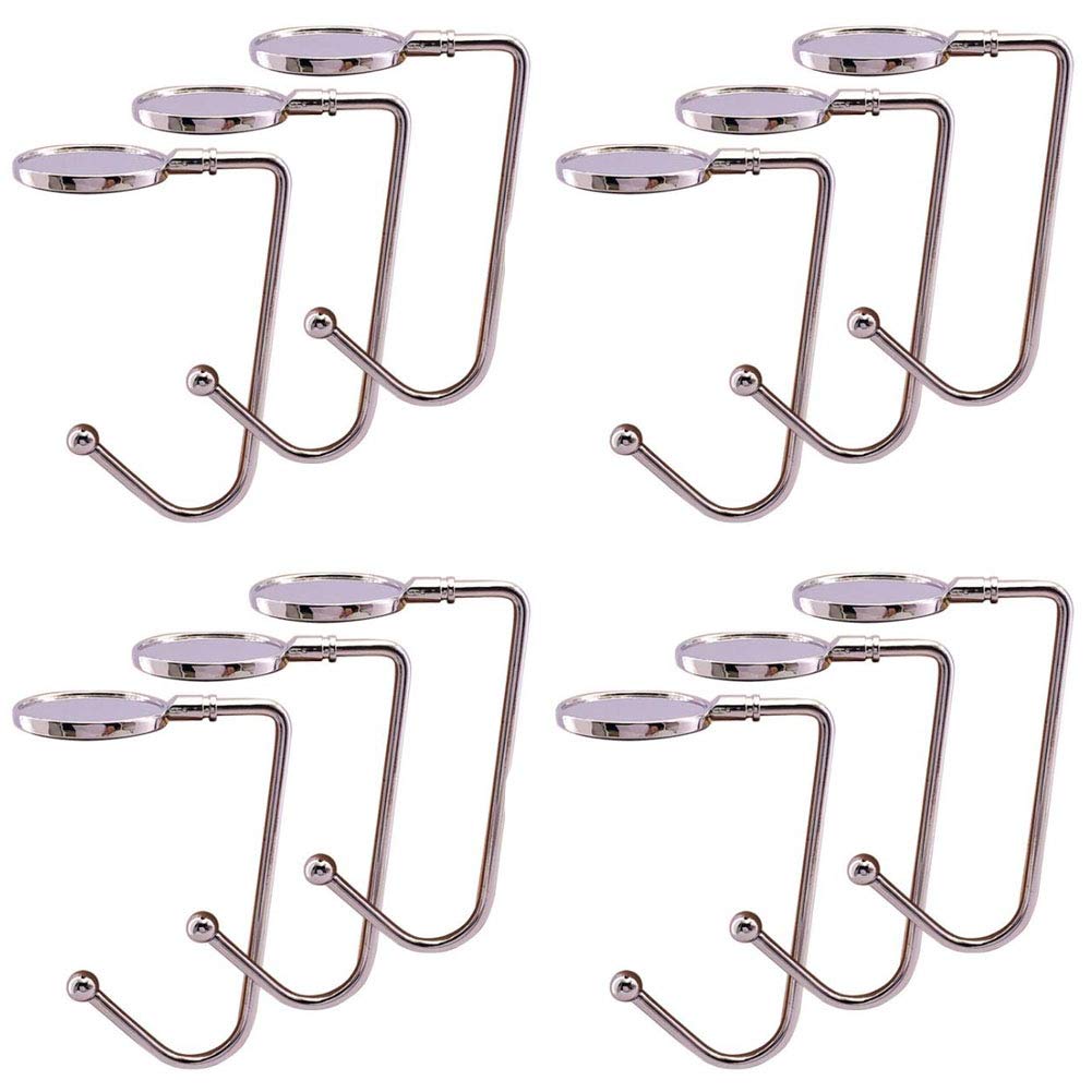 NNNJunhua Senfei Clamp On Under Desk Hooks Save Space Metal Hook for Table to Hang Handbags Purse Backpack Headsets Bags 12 Pieces