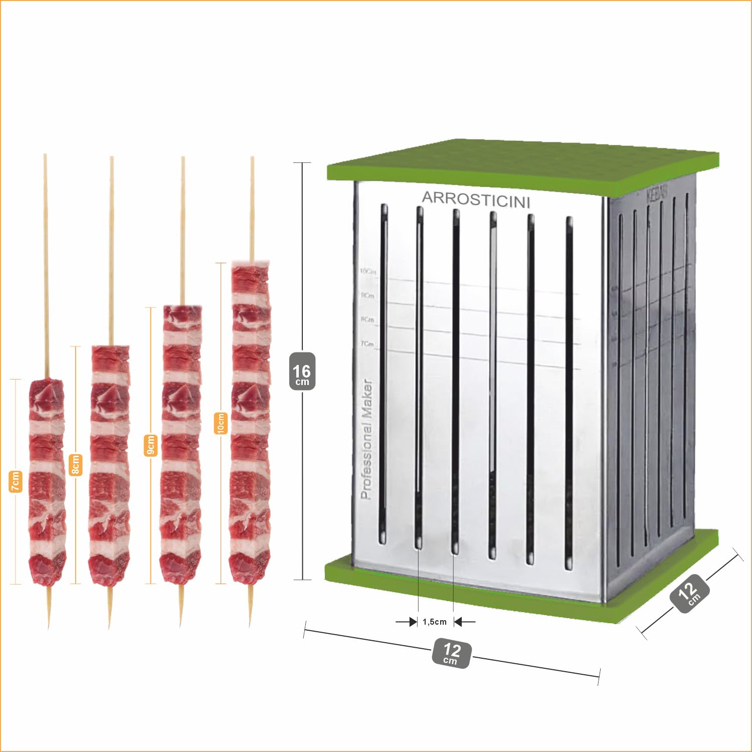 Antech CUBE Usine SPIEDINI ROSTICINI Fruits et Viande Kebab Barbecue SOUVLAKY fait à la main