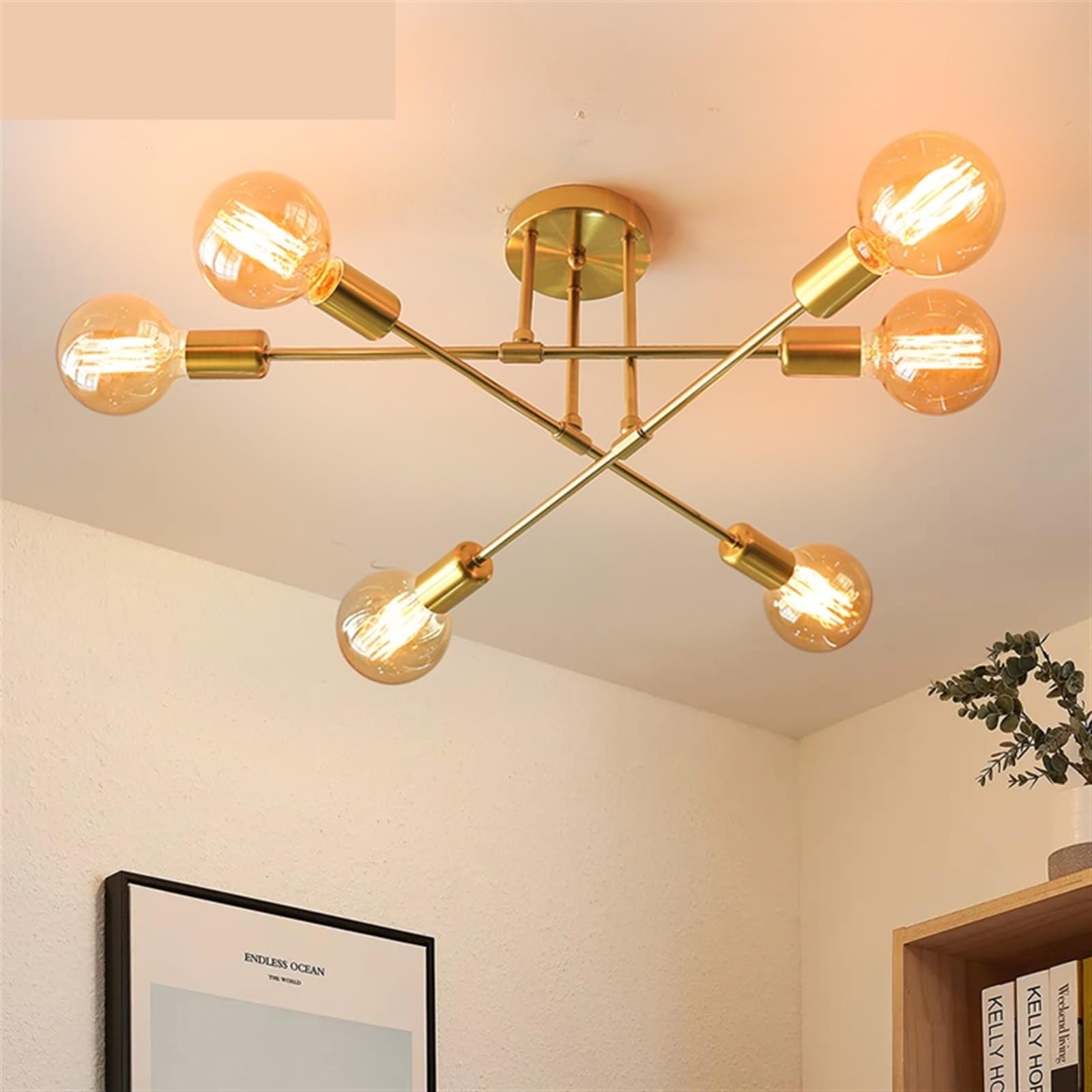 Plafonnier LED minimaliste SAGESWA or et blanc pour le salon