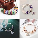 120 Pcs Assortiment de perles européennes Large trou verre Spacer perles cristal coloré Antique Argent perles Strass DIY Serpent chaîne bracelet de charme