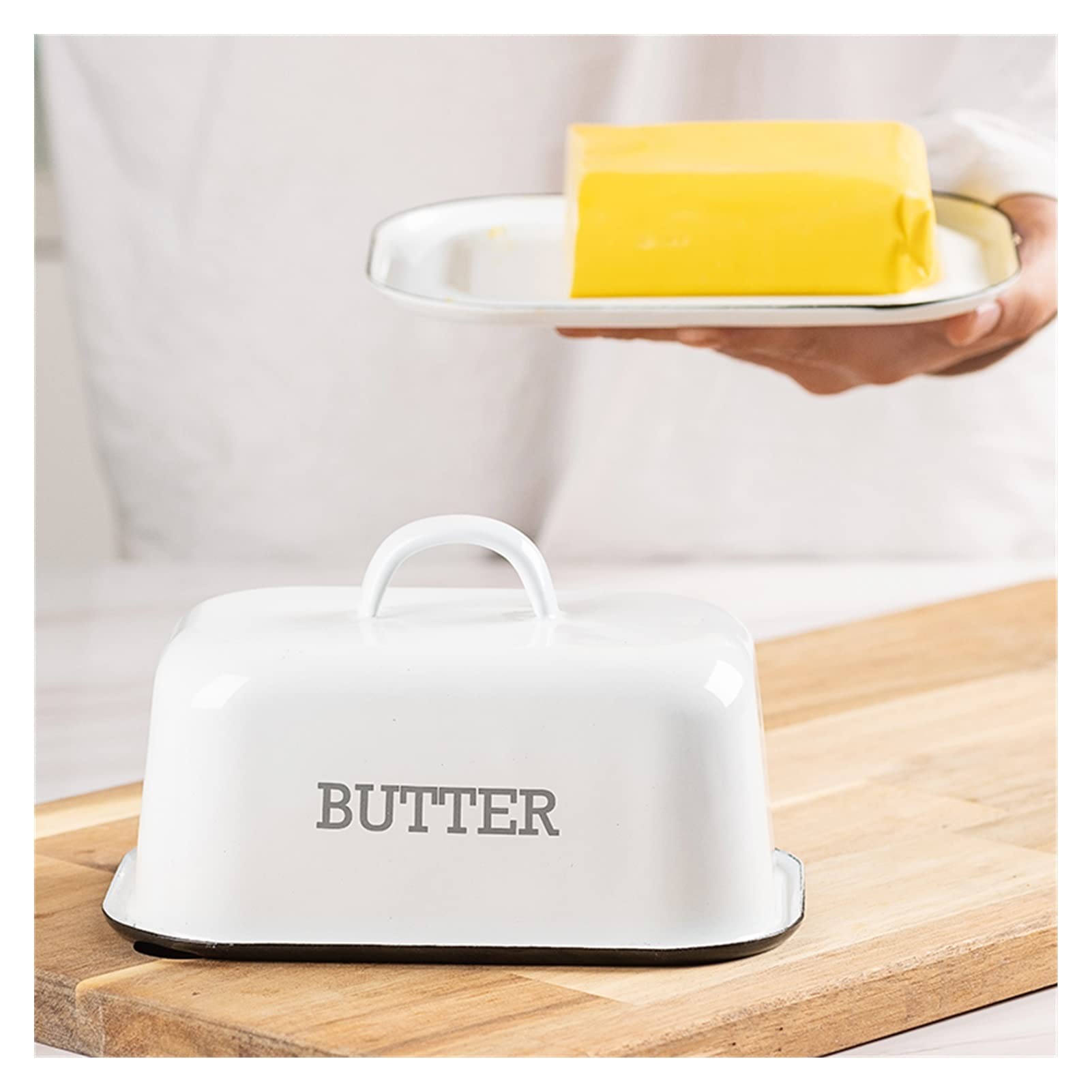 Burriere Piatti di burro con copertura Utensili da cucina Piatti in porcellana e piatti Set di utensili da cucina Dintingware Plates Plates Snack Tray Contenitore per Burro