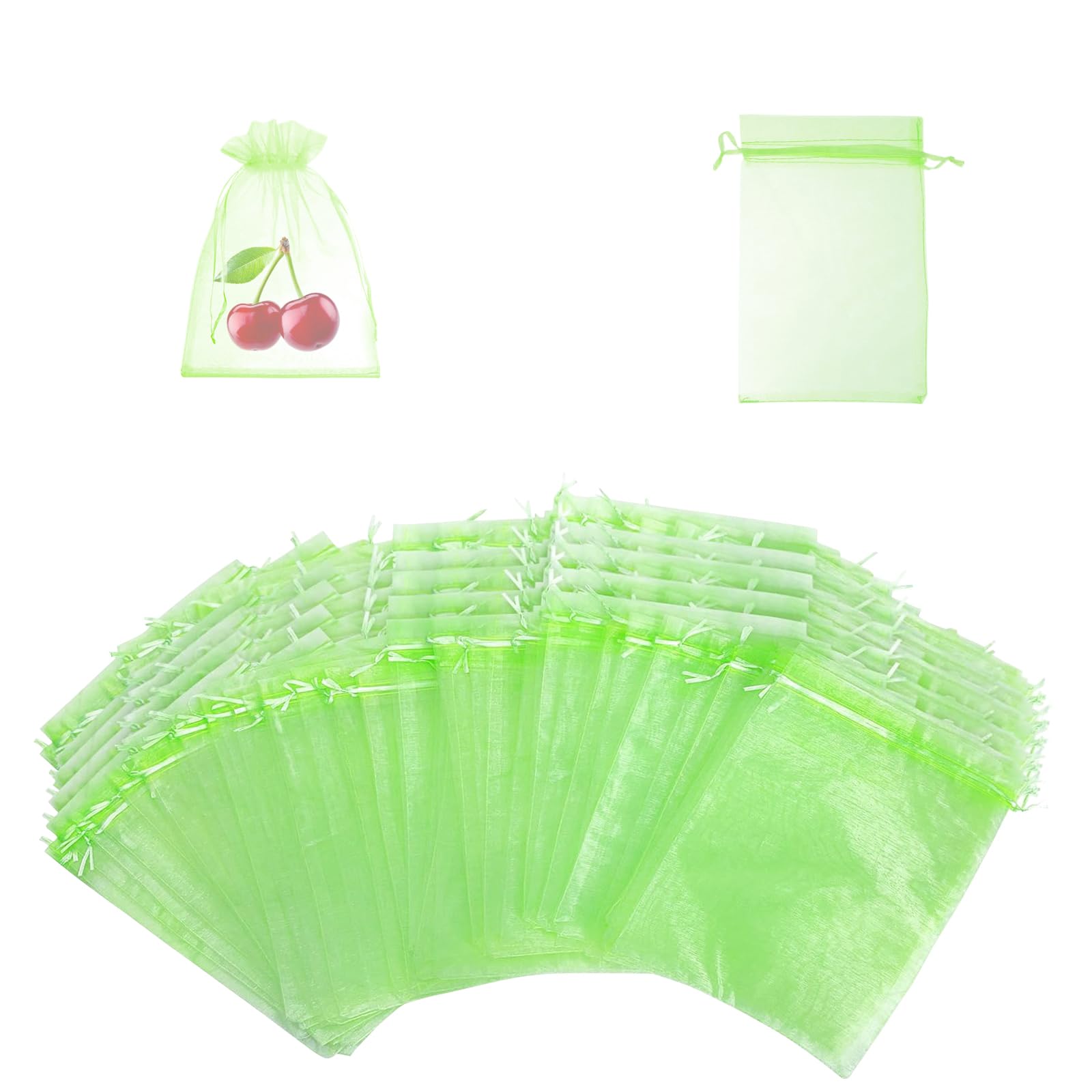 【BEAUTY PLAYER】果樹袋 果物保護バッグ 果実袋 防虫 ネット 家庭菜園 防鳥ネット 害虫鳥避け 通気性 光通過 メッシュバッグ 園芸工具 桃 イチゴ ミニメロン いちじく ぶどう用 農業用 巾着袋 (50枚入, 8cm×10cm)
