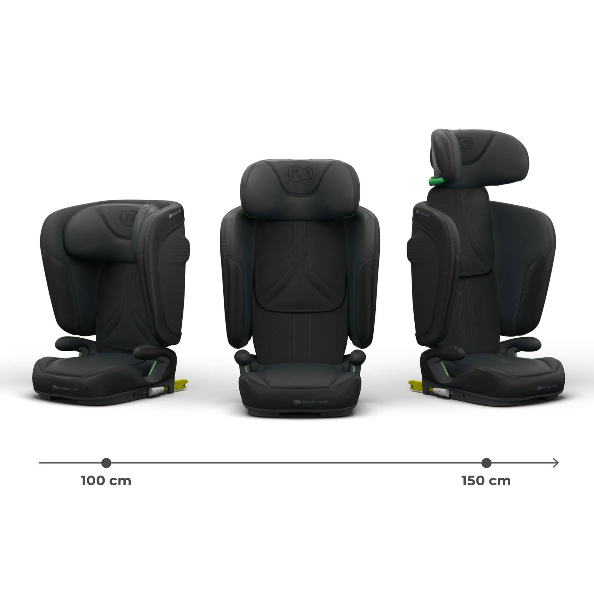 Kinderkraft UNITY 2, Fotelik 100–150 cm dla dzieci 3,5–12 lat, 5-stopniowa regulacja oparcia, Składany, ISOFIX, systemy SPS+ i H-GUARD, Tapicerka AIR FLOW, Łatwe czyszczenie, Czarny