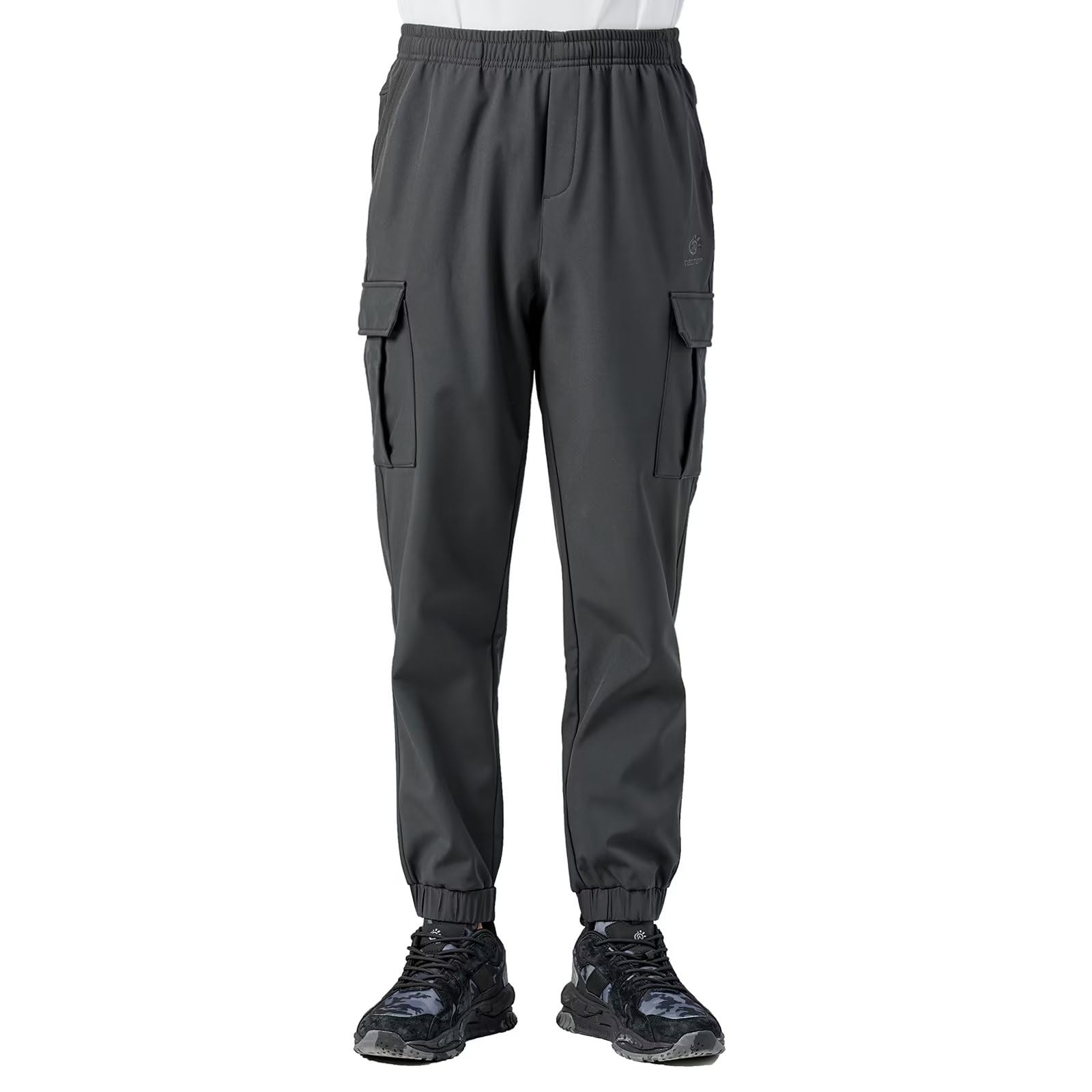 tectop Men's Hiking Cargo Pants with Fleece Lining for Winter Waterproof Outdoor Trousers with Pockets