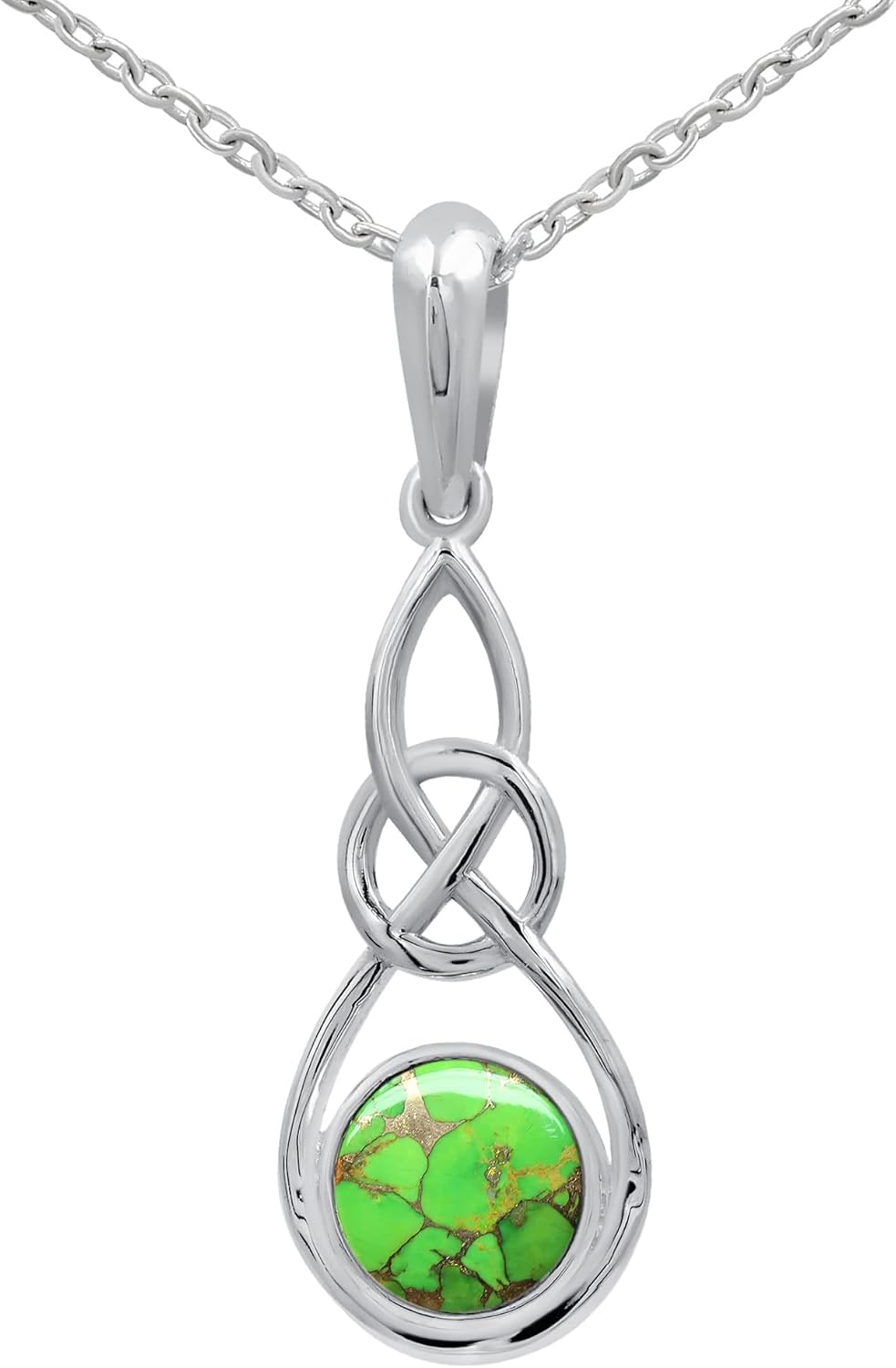 TISHAVI Natural Round Shaped Semi Precious Gemstone Pendant Necklace For Women With 18Inch Chain, Sterling Silver Birthstone Pendant Necklace Jewelry Women's Day Gifts For Mom Wife Sister