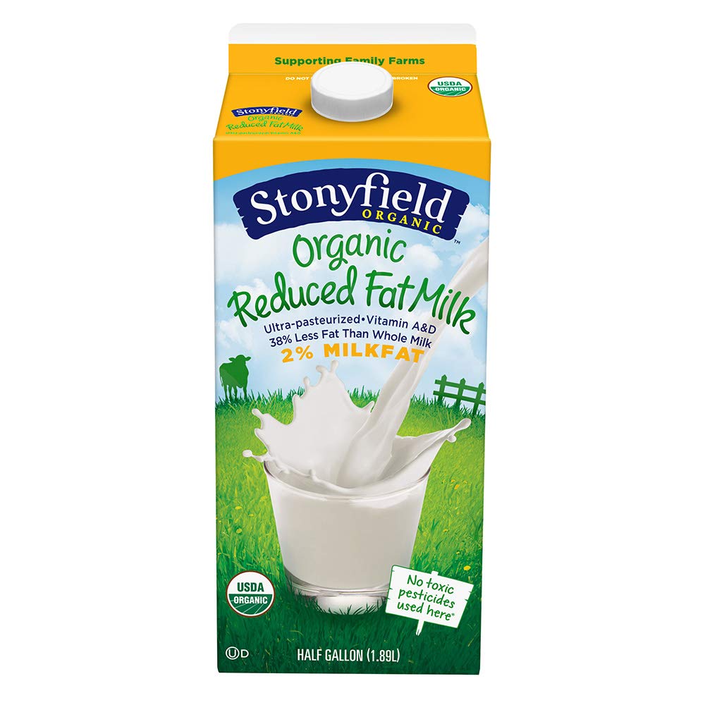 Stonyfield Organic Milk Up Half Gallon, Reduced Fat 2%, 64 oz
