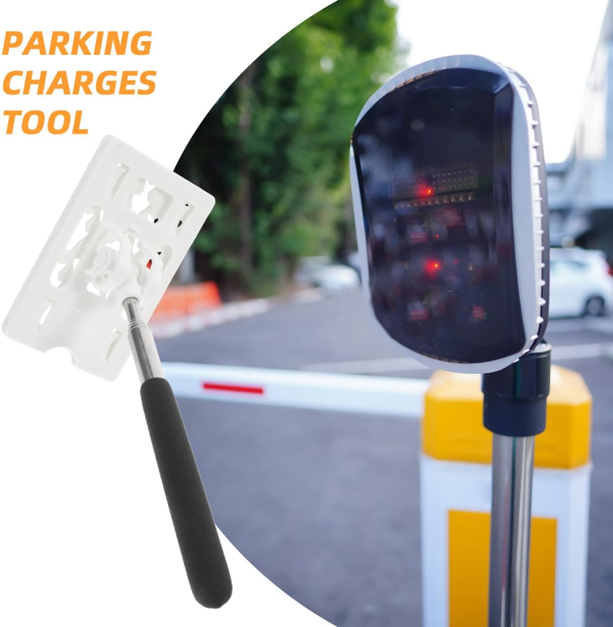 Parking Card Holder Check-in Pole - Telescopic Toll Swiping Stick for Contactless Parking Payment Abs and Stainless Steel Construction 2 Pack