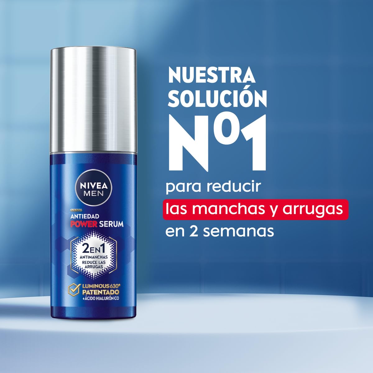 NIVEA MEN POWER Sérum Antiedad 2 en 1 - Serum Facial Hidratante para Hombre - Antimanchas y Antiarrugas - Con Luminous 630 y Ácido Hialurónico - Reduce Arrugas Profundas - Todo tipo de piel - 30 ml