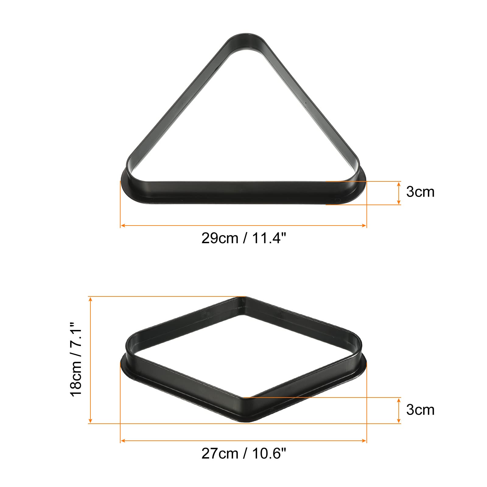 PATIKIL Billiard Pool Kugel Rack Set 2 in 1 Billardqueue Rack Dreieck Rack und 9-Kugel Diamant Billiard Rack für Billiard Pooltisch Schwarz