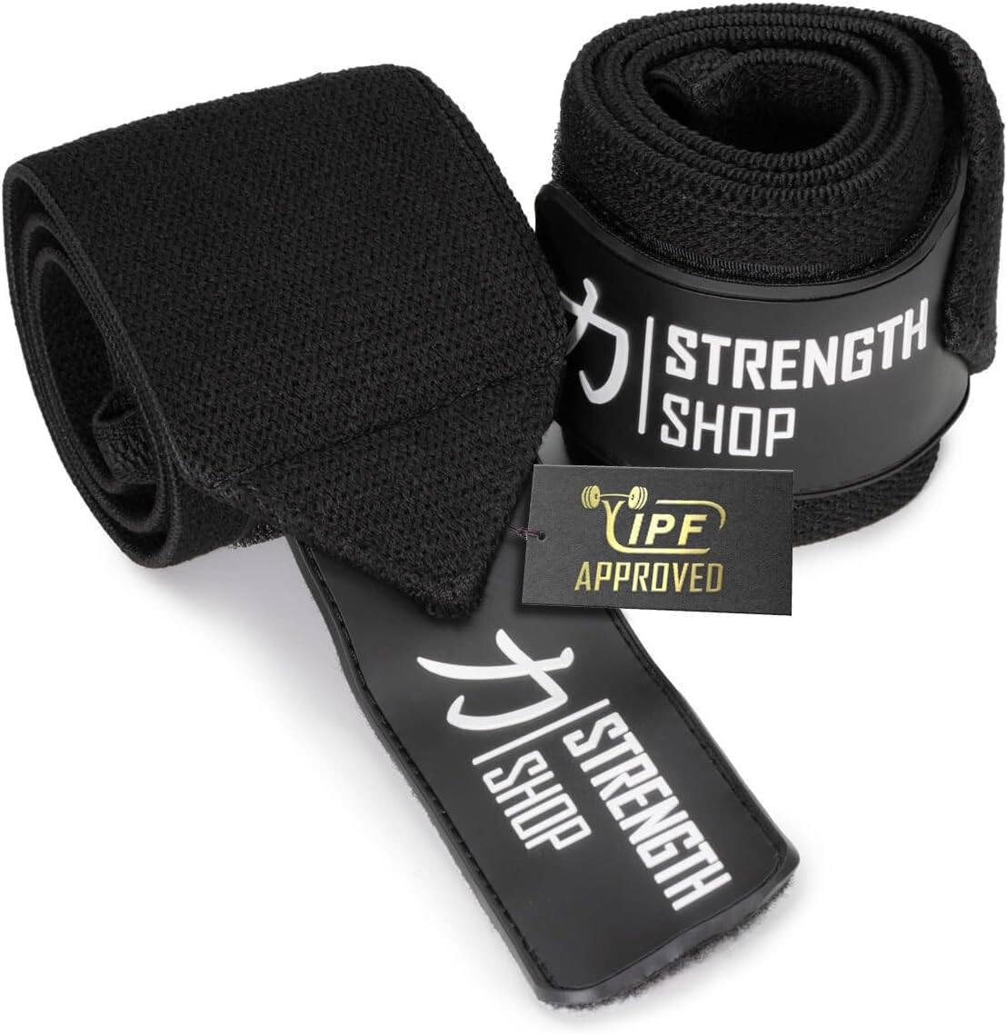 STRENGTH SHOP Polsini Palestra Certificati IPF, Polsiere Palestra con Chiusura a Strappo & Asola per il Pollice, fasce polsi palestra per Massima Stabilità & Protezione durante l’Allenamento