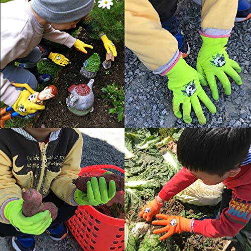 Hldd Handlandy 3 Pairs Kids Gardening Gloves, Children Garden Work Gloves Diy Gloves With Rubber Coated Palm For Age 2-13 Girls Boys (Multicolor, Size 4 (Age 7-8)) #TOP4