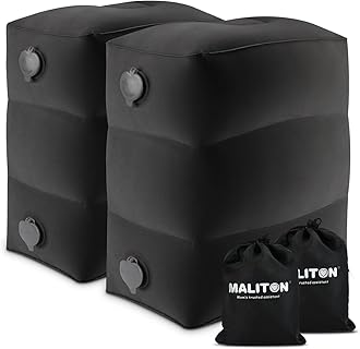 Maliton Inflatable Foot Rest Pillow, Airplane Travel Bed for Toddler, Car Seat Foot Rest for Kids, Adjustable Height Leg Rest Pillow for Airplane, Home, Office(Black, 2 Pack)