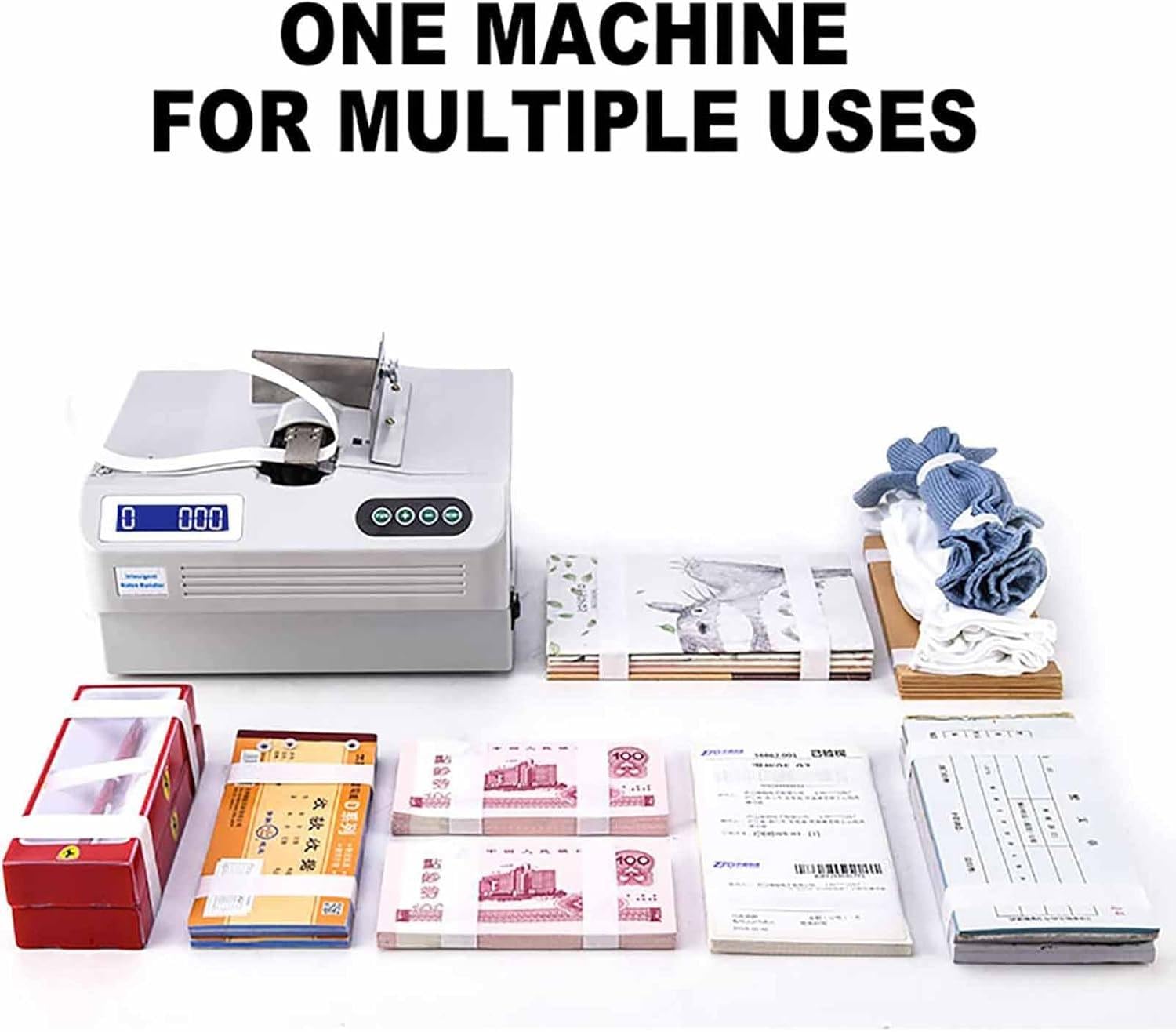 Macchina automatica per legare piccole banconote, strumento intelligente per legare banconote, strumento per legare valute, regolazione con schermo LCD per finanza e cassieri
