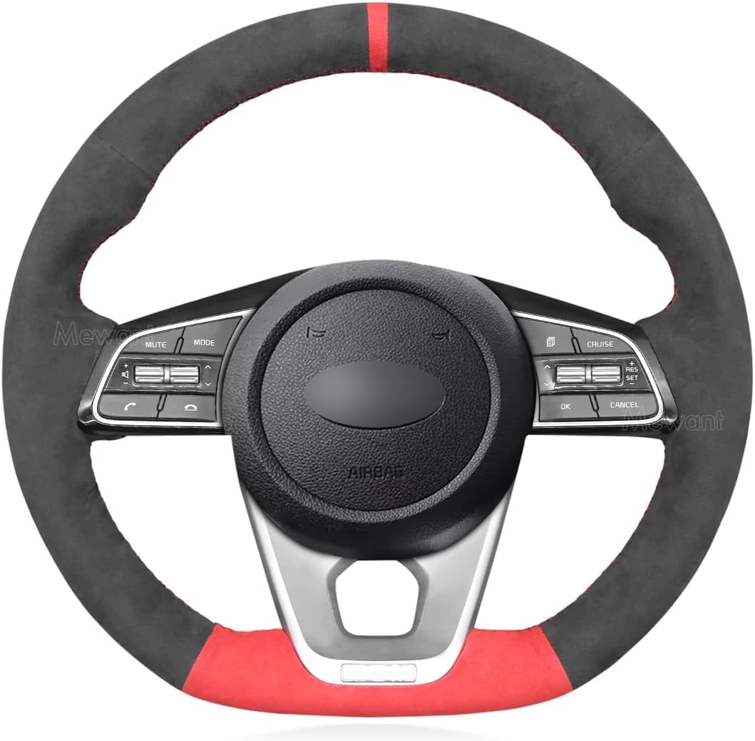 MEWANT Steering Wheel Cover for Kia Sportage 4 (GT-Line) / Ceed Cee'd 3 (GT/GT-Line) / Proceed Pro Ceed (GT/GT-Line) / Optima 5 (GT-Line) Custom Version Hand Stitched Steering Wheel Wrap