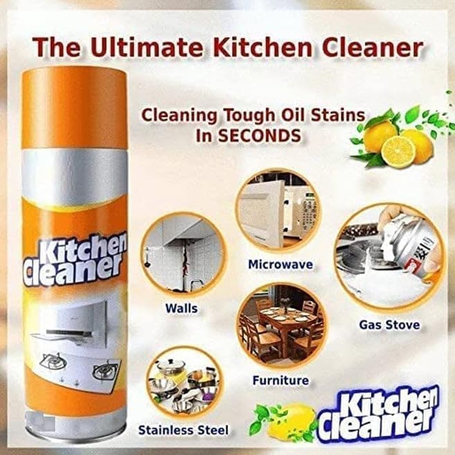 Verra Enterprise Multipurpose Bubble Foam Kitchen Cleaner Spray Oil & Grease Stain Remover Chimney Cleaner Bubble All Purpose Foam Degreaser Spray 2