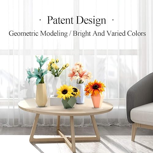 Miniatura 2 de Juego de 5 floreros geométricos de silicona para arreglos florales de niños, moderno jarrón decorativo para decoración del hogar, sala de estar,