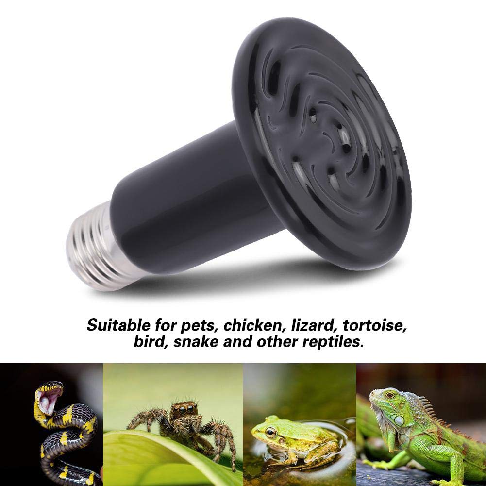 Fdit Ceramic Heating Lamp, E27 Infrared Heat Lamp 100W 220V-240V for Reptile Pet Enclosure No Light Emitting Animal Heat Bulb (1#) - image 3