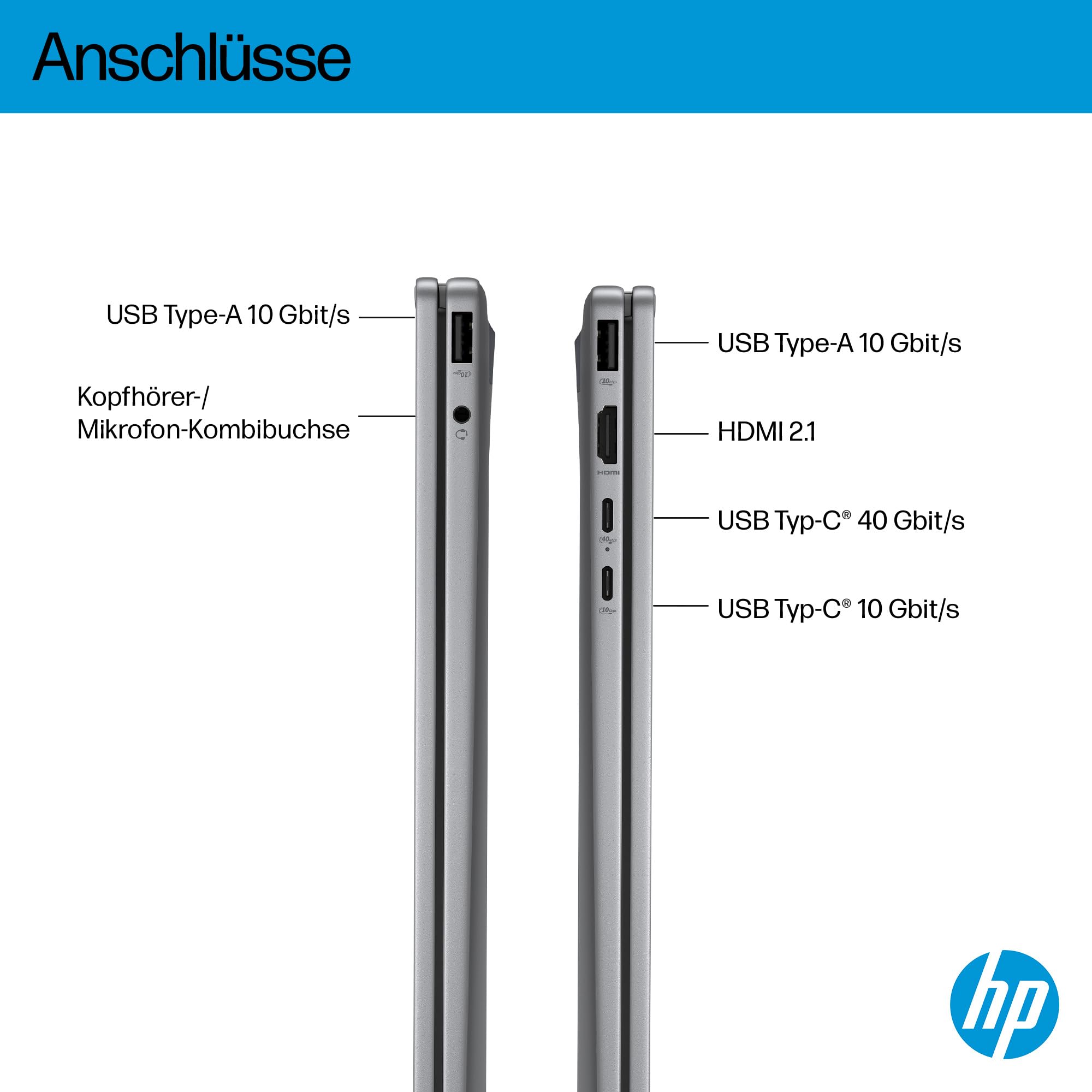 HP OmniBook X Flip 2in1 Laptop AMD Ryzen AI 5 340 16" WUXGA Touchscreen 16GB 512GB SSD Win11 Silber