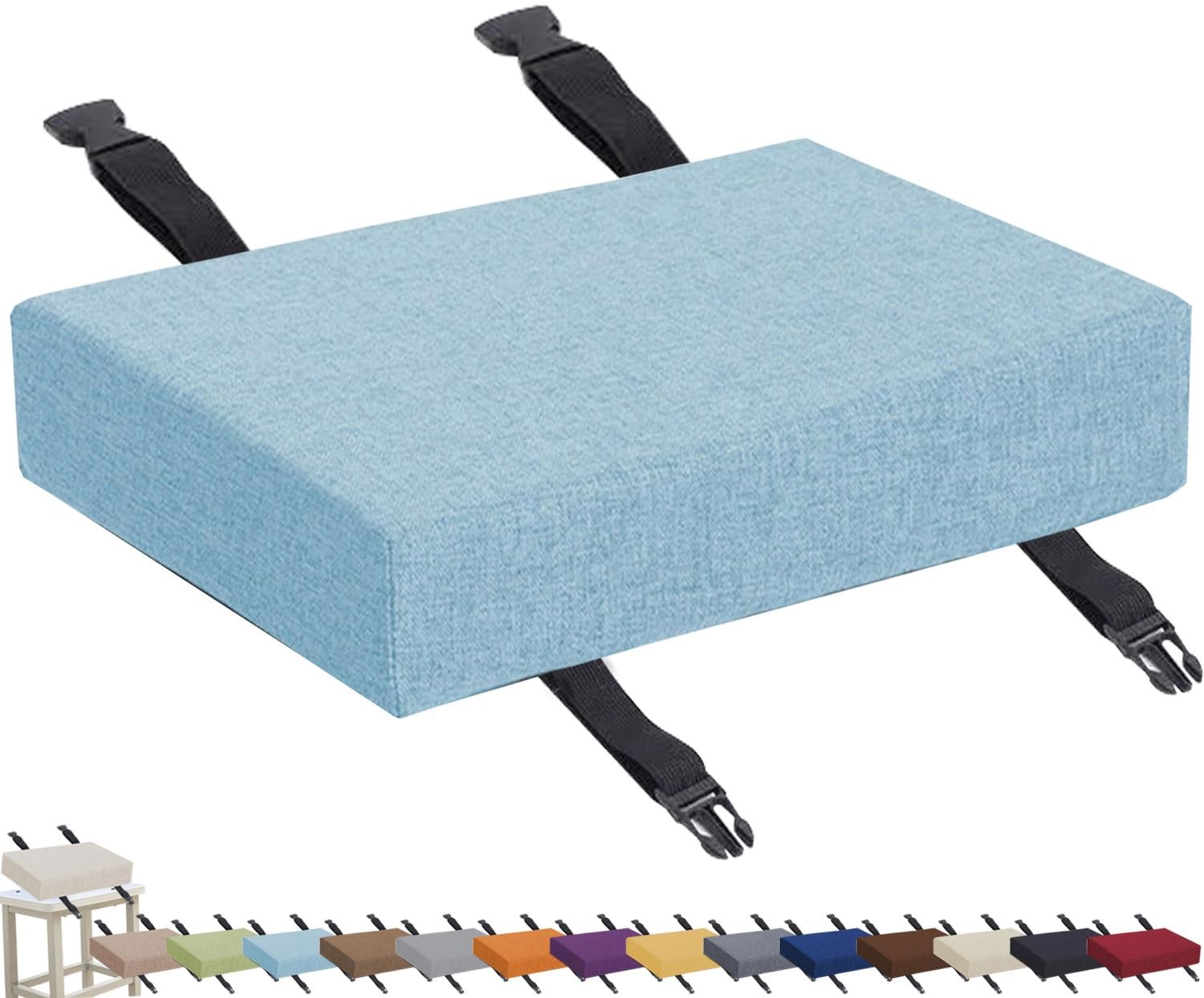 uyeoco Memory Foam Seat Cushion 3/5/8cm thick,24x34 40x45 30x40 Stool Cushion,Anti-Slip, 25/28/30/40cm Chair Cushion dining chairs with Removable Cover for Kitchen Bar Chairs(Sky blue,50x50x5cm) — image 1