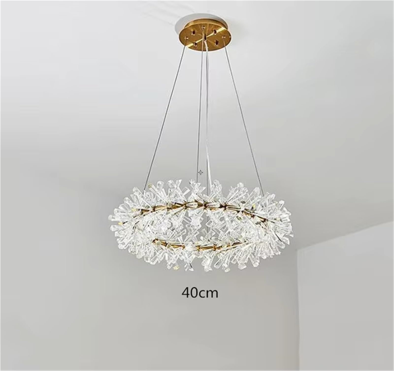 Kryształ do salonu kryształowe okrągłe oświetlenie regulowane światła wewnętrzne,/zimna biel/80 cm