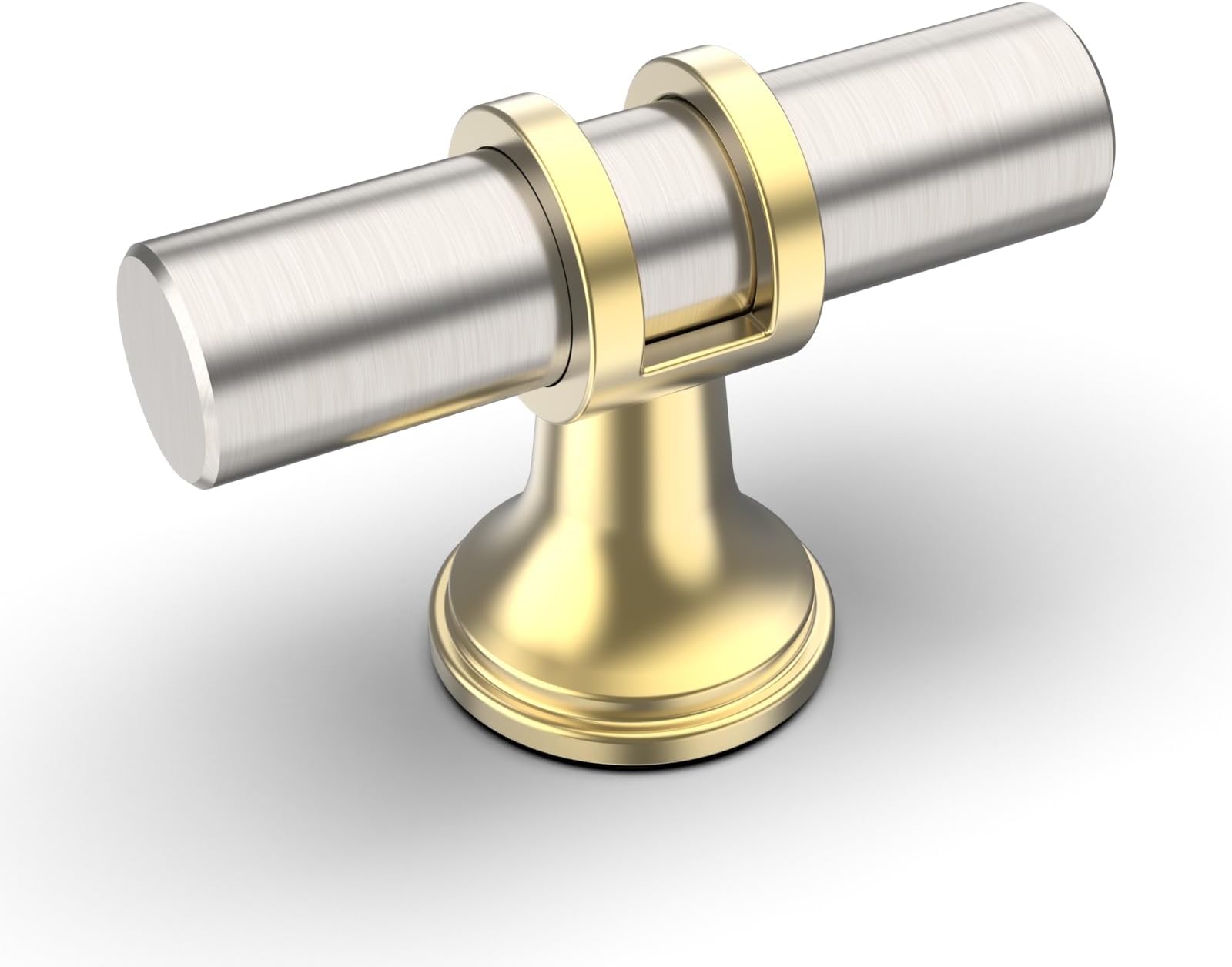 Amerdeco 10 Pack Brushed Satin Nickel and Gold Cabinet Knobs 2 Inch T Bar Cabinet Pulls Kitchen Cabinet Handles Cabinets Hardware Drawer Pulls AM002