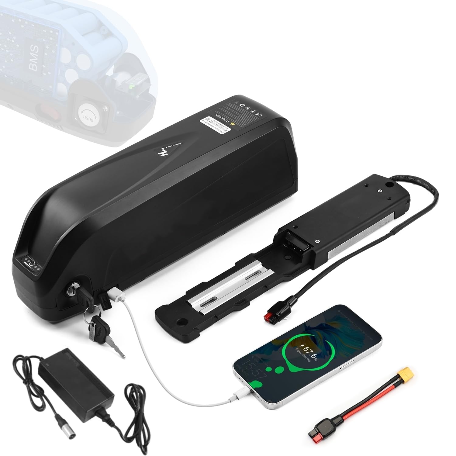 Batteria per Bici Elettrica 36V 48V 52V 13-25AH (36V 25AH(5 Pin)+USB port)