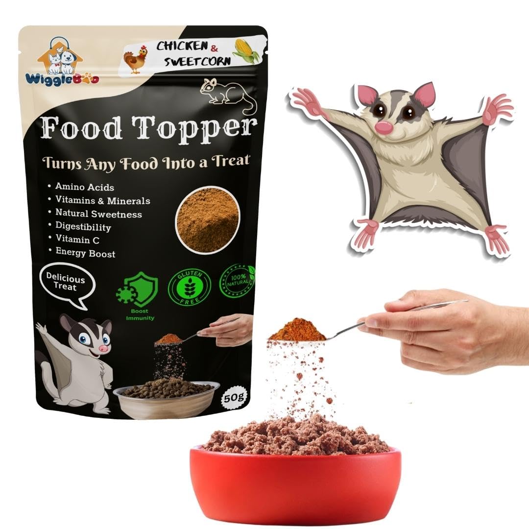 WiggleBoo 50g Chicken & Sweetcorn Sugar Glider Topper | High-Protein Snack | Antioxidant-Rich | Crunchy & Healthy | Wholesome | Training | Easy to Digest