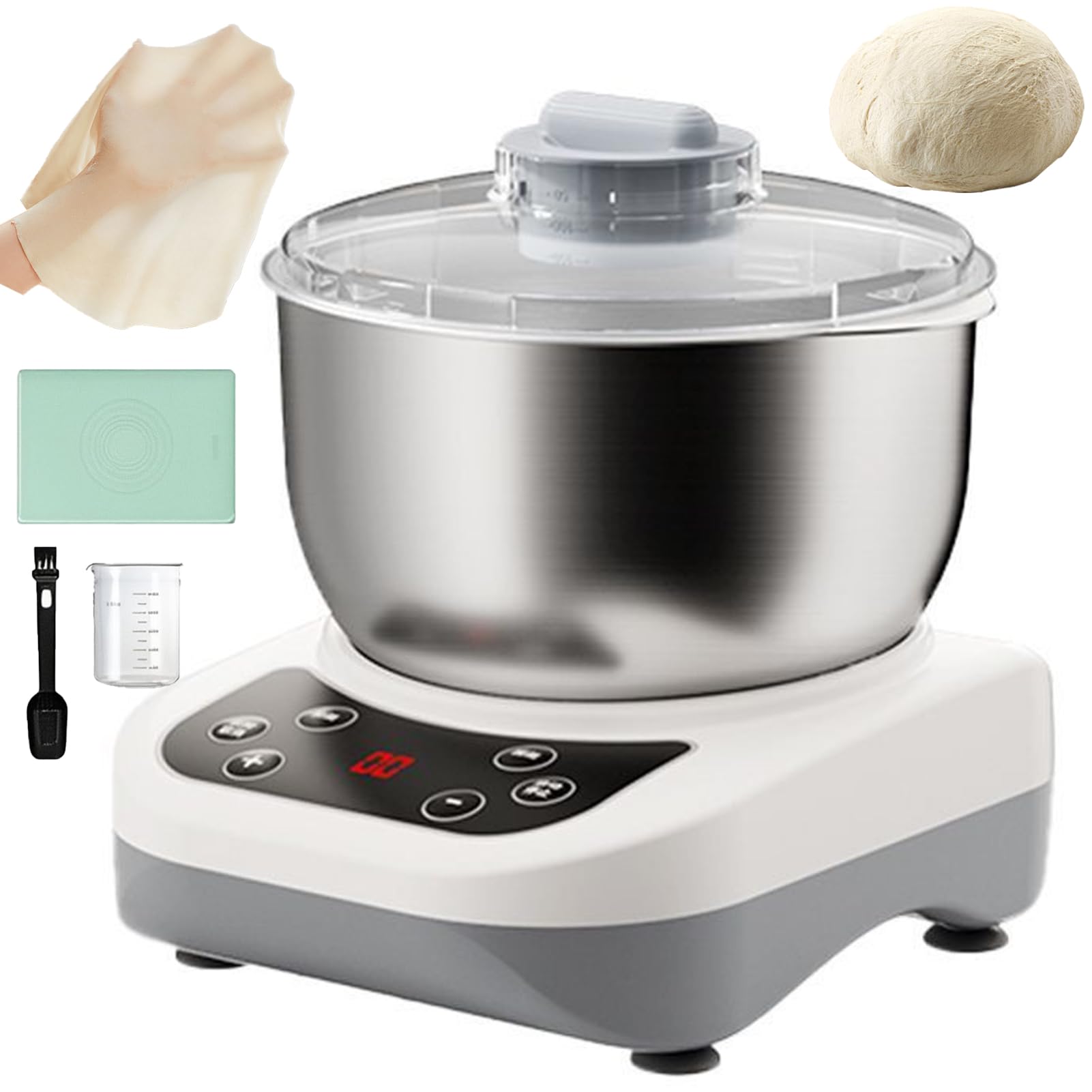 Mezcladora De Masa 7l/9l, Máquina Automática para Amasar De 250w con Función De Fermentación, Máquina Eléctrica para Masa, Amasadora Automática De Gran Capacidad, Batidora De Pie para Horneado 9L