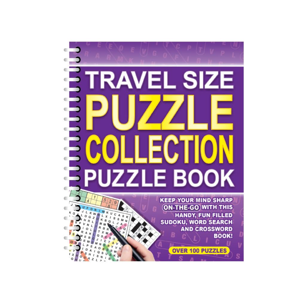 Sixstore A5 Spiral Bound Travel Size 3 in 1 Sudoku, Word Search, Crossword Puzzle Collection Book, 3 Books Supply - Image 2