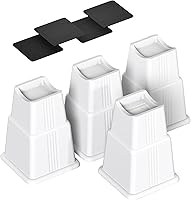 Vista 12 de Paquete de 4 elevadores ajustables para muebles de cama que elevan 3 pulgadas de altura, bloques rectangulares resistentes para sofá, silla, patas