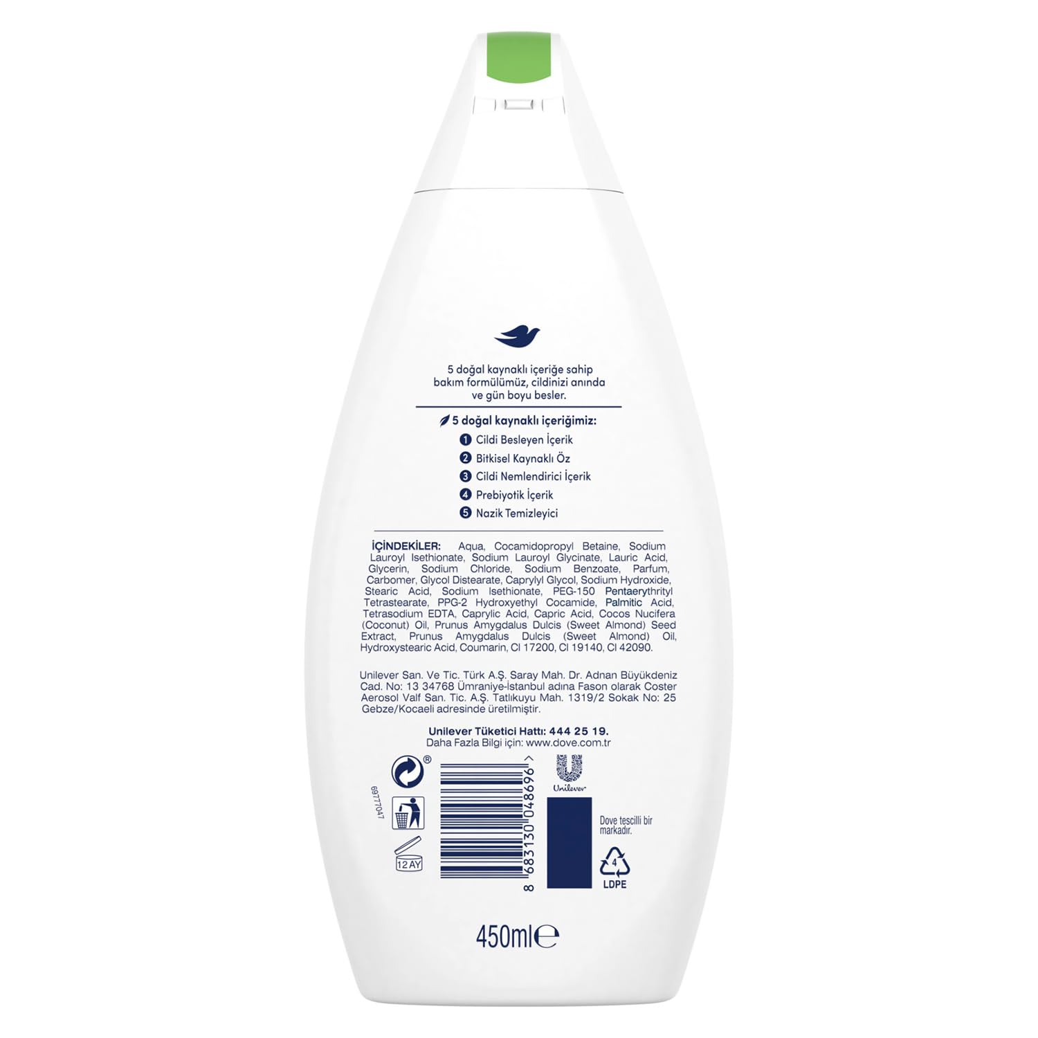 Dove Nemlendirici Duş Jeli Hindistan Cevizi Yağı ve Badem Özü 450 ml